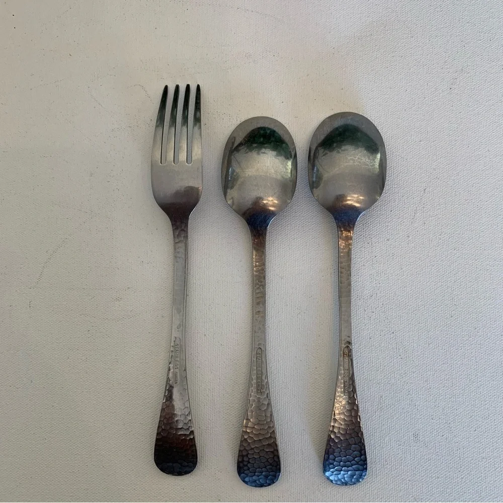 Hammered Metal Flatware piece stainless